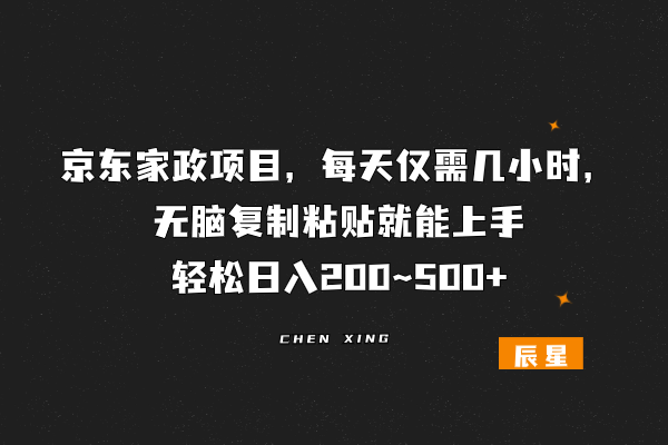 图片[1]-京东家政项目，每天仅需几小时，无脑复制粘贴就能上手，轻松日入200~500+-辰星