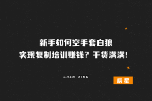 新手如何空手套白狼实现复制培训赚钱？干货满满！-辰星